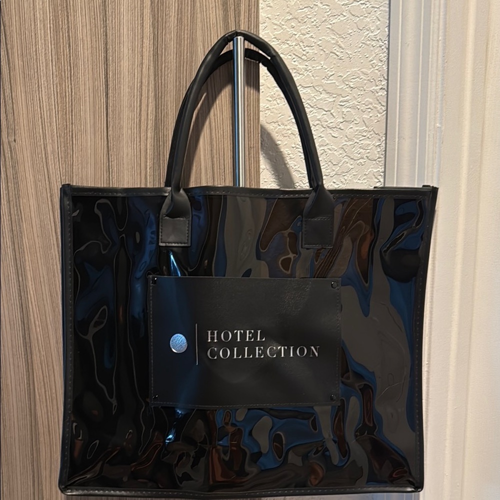 Hotel Collection Black Glossy Tote Bag